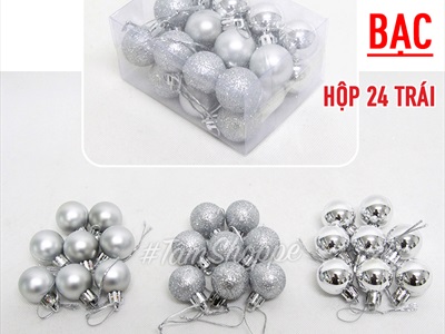 Hộp vuông 24 trái châu Noel 3 kiểu ĐK3cm TRAICHAU-25